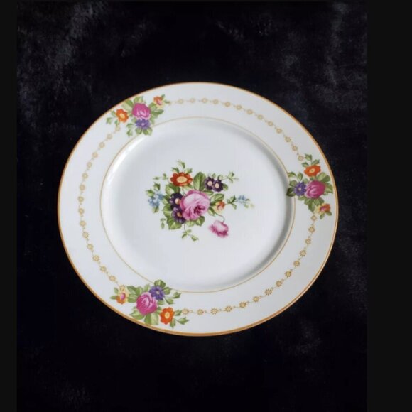 Antique Early 1900s ROSENTHAL SELB BAVARIA Floral Dessert Plate Gold Trim 7.5" - Picture 1 of 6